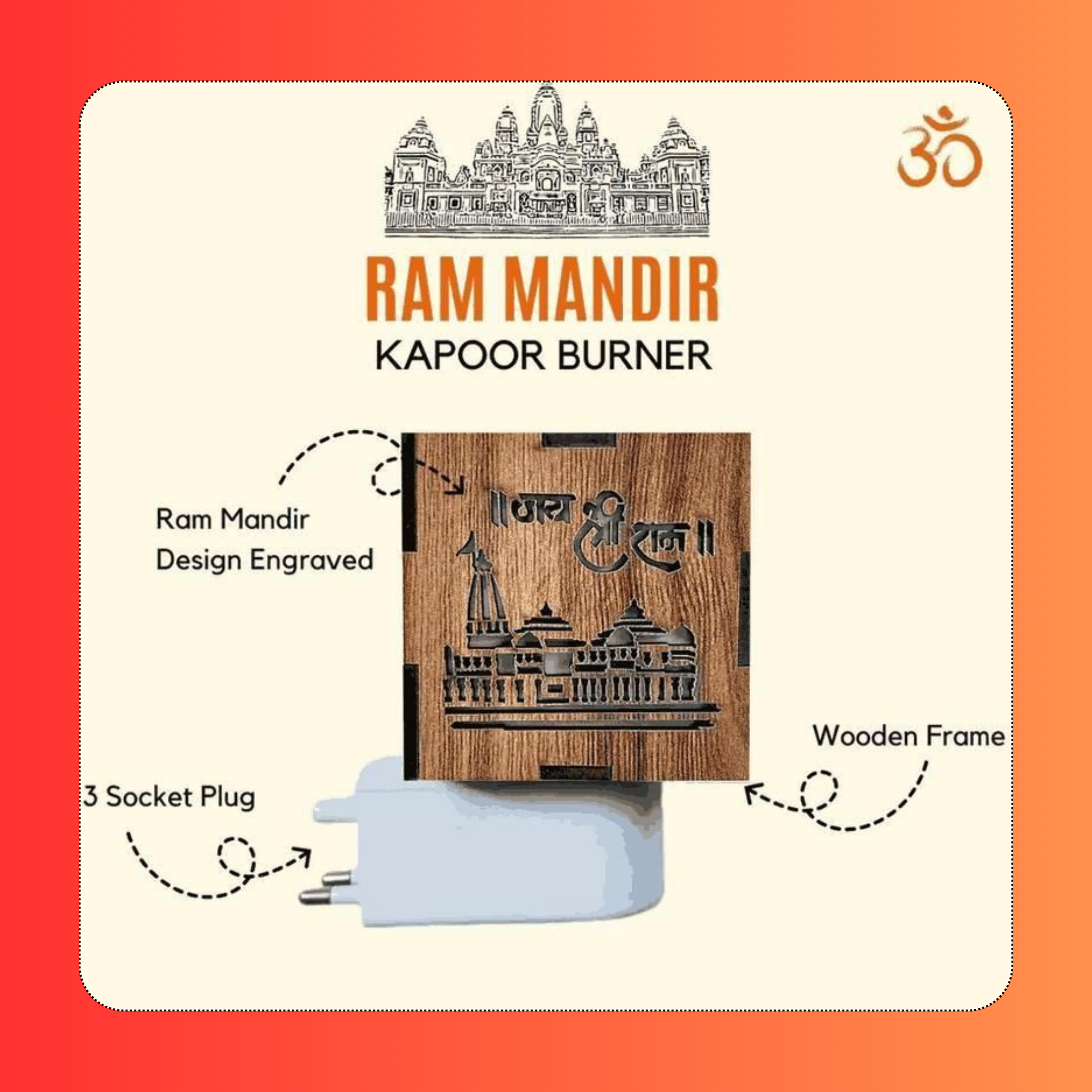 3-in-1 Ayodhya Ram Mandir Aroma Burner & Night lamp