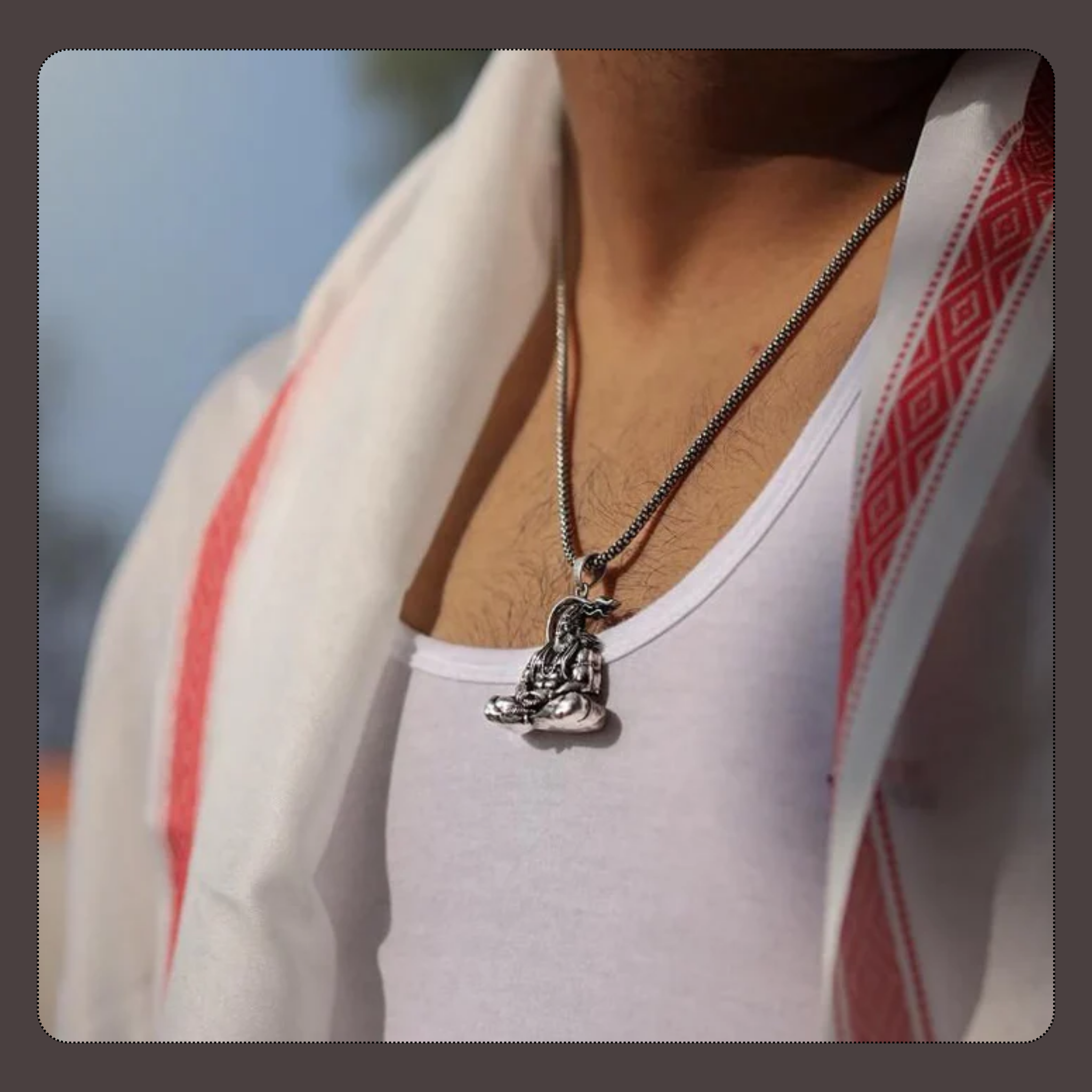 Hanuman Ji Silver Locket With Chain