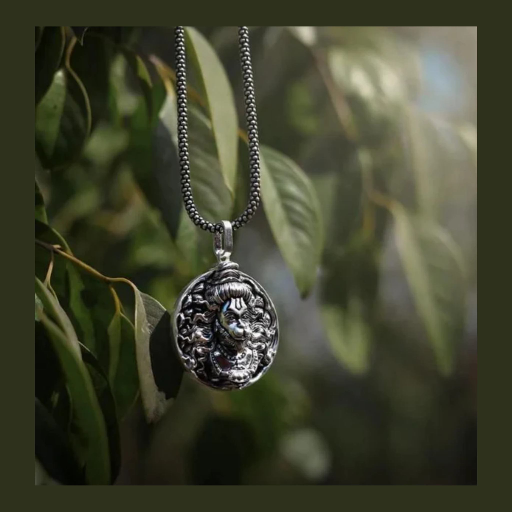 Hanuman Ji Pendant Oxodaised Silver Chain